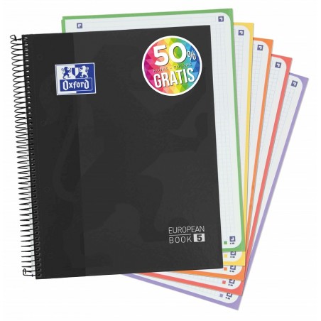 ▷ CUADERNO OXFORD A4 120HJ 90GR 5X5 TE NEGRO | Taine - Imagen 1