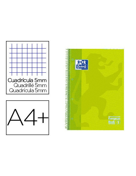 ▷ CUADERNO OXFORD LIMA A4+ 80HJ 90GRS 5X5 TE | Taine - Imagen 1