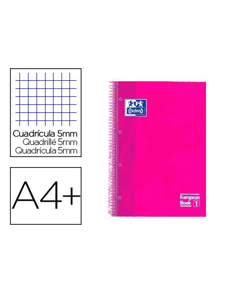 ▷ CUADERNO OXFORD ROSA FUSIA A4+ 80HJ 90GRS 5X5 TE | Taine - Imagen 1