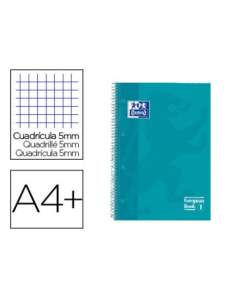 ▷ CUADERNO OXFORD AQUA A4+ 80HJ 90GRS 5X5 TE | Taine - Imagen 1