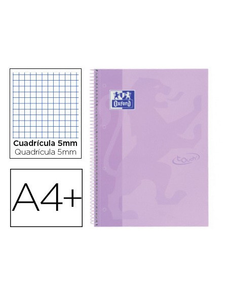 ▷ CUADERNO OXFORD MALVA A4+ 80HJ 90GRS 5X5 TE | Taine - Imagen 1
