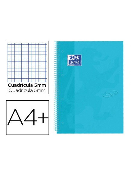 ▷ CUADERNO OXFORD AZUL TURQUESA A4+ 80HJ 90GRS 5X5 TE | Taine - Imagen 1