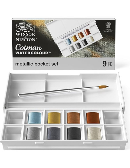 ▷ CAJA ACUARELAS WyN COTMAN METALIZADAS | Taine - Imagen 1