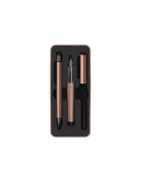 ▷ SET BOLIGRAFO Y PLUMA HEXO BRONCE FABER | Taine - Imagen 1