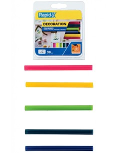 ▷ BARRAS RAPID 36UND COLA D7 UNIVERSAL,SURTIDOS (AZUL PETRÓLEO/AMARILLO/VERDE/FUCS | Taine - Imagen 1