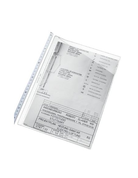 ▷ FUNDAS ESSELTE MULTITALADRO PARA PLANOS PVC 80MICRAS 4TALADROS CJ.100U | Taine - Imagen 1