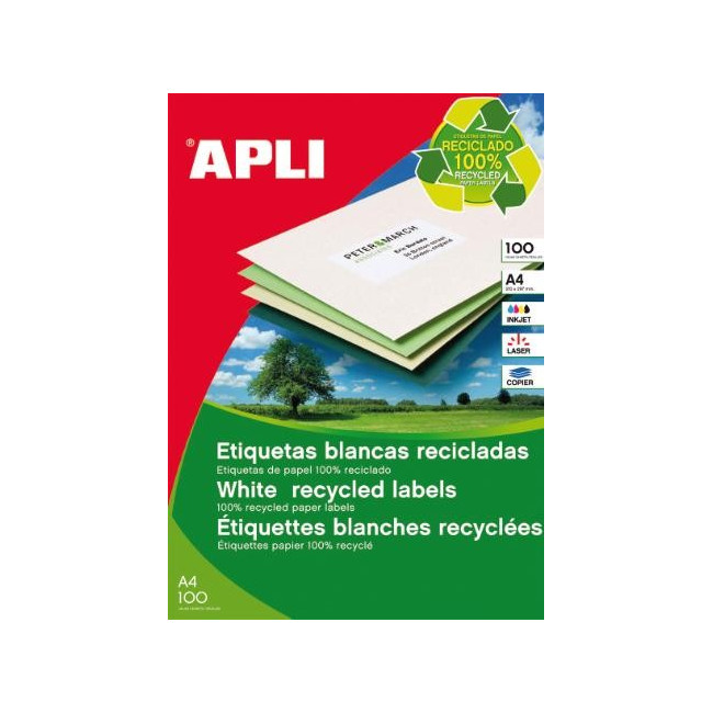 ▷ ETIQUETAS APLI A4 RECICLADAS | Taine - Imagen 1