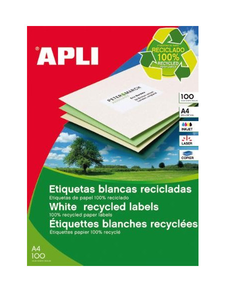 ▷ ETIQUETAS APLI A4 RECICLADAS | Taine - Imagen 1