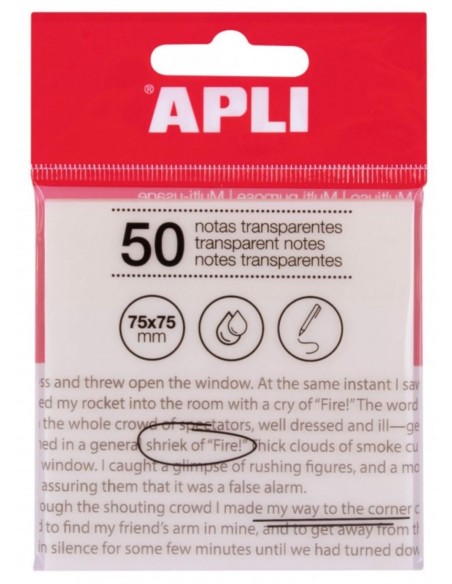 ▷ NOTAS APLI ADHESIVAS TRANSPARENTES BLANCO 50H 75X75MM | Taine - Imagen 1