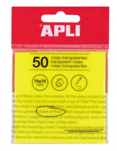Imagen 1 - ▷ NOTAS APLI ADHESIVAS TRANSPARENTES AMARILLO 50H 75X75MM | Taine ▷ NOTAS APLI ADHESIVAS TRANSPARENTES AMARILLO 50H 75X75MM | Taine - Imagen 1