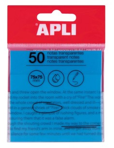 Imagen 1 - ▷ NOTAS APLI ADHESIVAS TRANSPARENTES AZUL 50H 75X75MM | Taine ▷ NOTAS APLI ADHESIVAS TRANSPARENTES AZUL 50H 75X75MM | Taine - Imagen 1