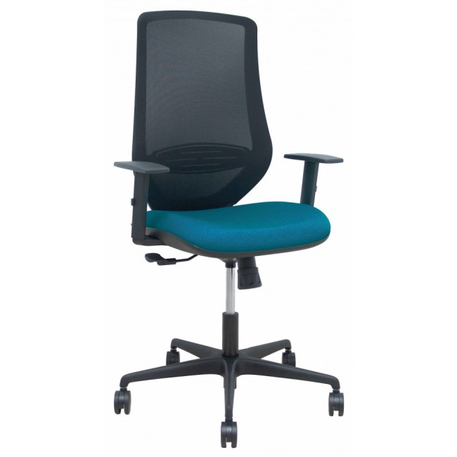 ▷ SILLA PIQUERAS MARDOS RESPALDO MALLA NEGRA ASIENTO VER DE PETRÓLEO | Taine - Imagen 1