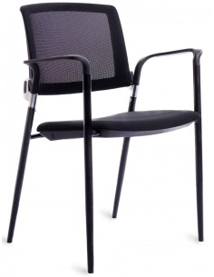 ▷ SILLA ROCADA CONFIDENTE 906V23 ASIENTO TAPIZADO NEGRO RESPALDO MALLA NEGRA | Taine - Imagen 1