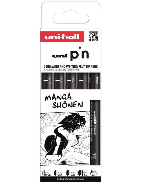 ▷ SET UNIPIN 5 ROTULADORES CALIBRADOS MANGA SHONEN | Taine - Imagen 1