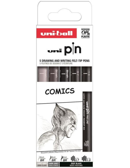 ▷ SET UNIPIN 5 ROTULADORES CALIBRADOS COMICS | Taine - Imagen 1