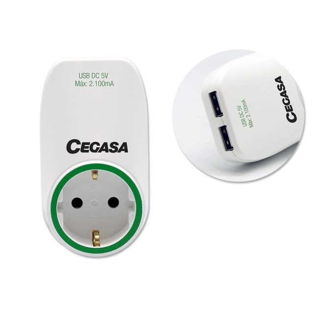 ▷ ADAPTADOR CEGASA SCHUKO + 2 USB | Taine - Imagen 1