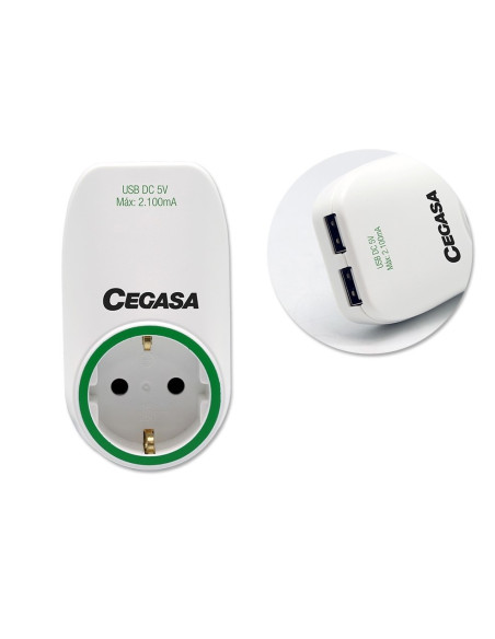 ▷ ADAPTADOR CEGASA SCHUKO + 2 USB | Taine - Imagen 1