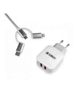 Imagen 1 - ▷ CARGADOR SUBBLIM USB VIAJE/PARED 2XUSB+CABLE 3 EN1 BLANCO | Taine ▷ CARGADOR SUBBLIM USB VIAJE/PARED 2XUSB+CABLE 3 EN1 BLANCO | Taine - Imagen 1