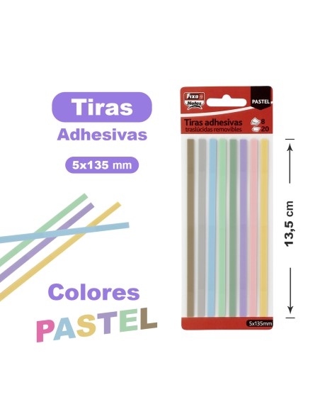 ▷ SET NOTAS ADHESIVAS TIRAS PASTEL FIXO 8X20UN | Taine - Imagen 1