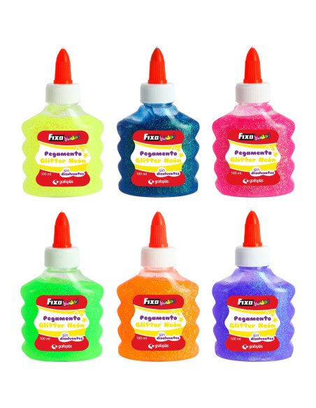 ▷ PEGAMENTO FIXOKIDS PURPURINA NEON 100ML SURTIDOS | Taine - Imagen 1