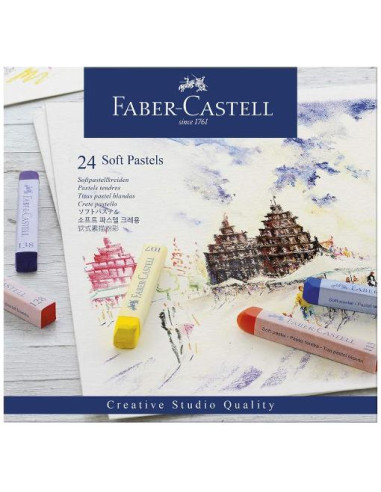 ▷ CAJA FABER CASTELL 24 UDS SOFT PASTEL MULTICOLOR COLORES SURTIDOS | Taine - Imagen 1