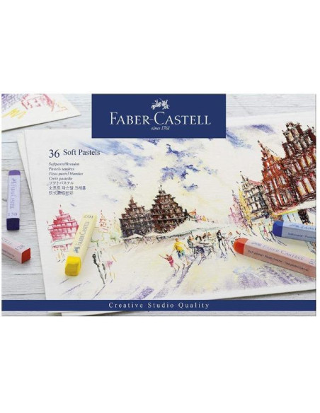 ▷ CAJA FABER CASTELL36 UDS SOFT PASTEL MULTICOLOR COLORES | Taine - Imagen 1