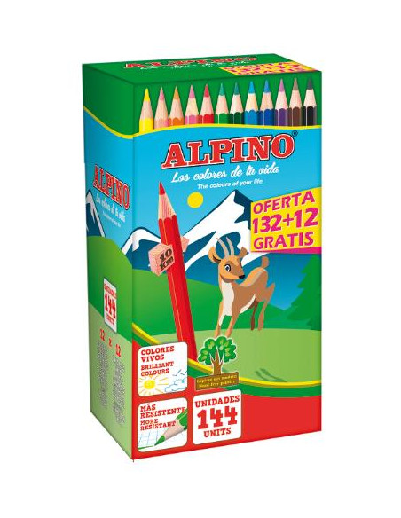 ▷ LAPICEROS COLOR SCHOOL PACK 132+12 GRATIS ALPLINO FESTIVAL | Taine - Imagen 1