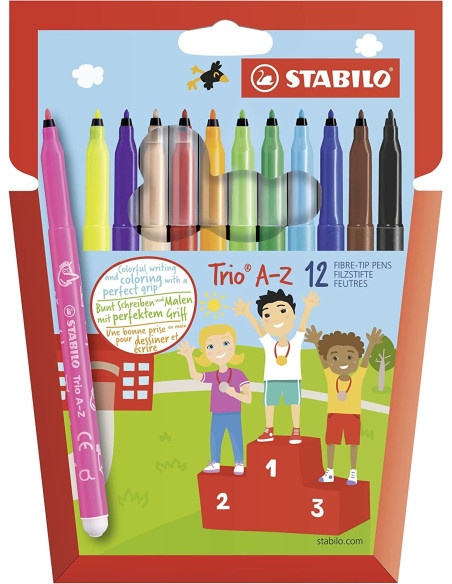 ▷ ROTULADORES SABILO COLORES 12U. (10 BÁSICOS + 2 FLUO) TRIO A-Z. | Taine - Imagen 1