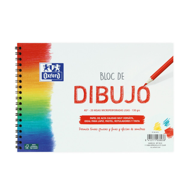▷ BLOC DIBUJO OXFORD ESPIRAL A5+ 20HJ 130GR LISO | Taine - Imagen 1