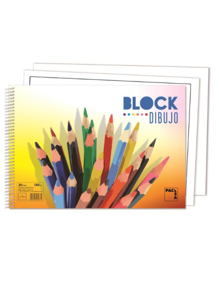 ▷ BLOC PACSA DIBUJO ESPIRAL COLOURS 20H LISO C/REC 230X330 130G | Taine - Imagen 1