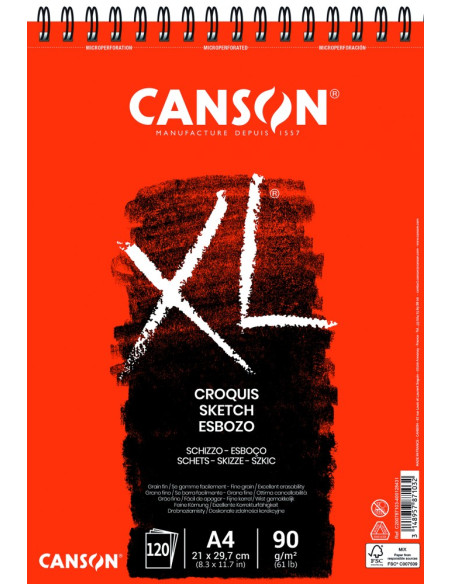 ▷ BLOC CANSON DIBUJO CROQUIS MICR 21X29,7 120H XL FINO 90GR | Taine - Imagen 1