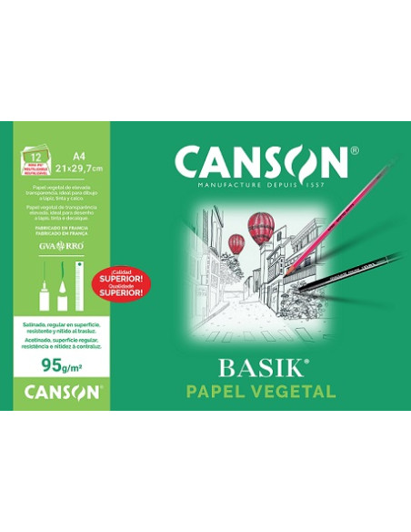 ▷ LAMINAS CANSON DIBUJO MINIPACK PAPEL VEGETAL 12HJ A4 90GR | Taine - Imagen 1
