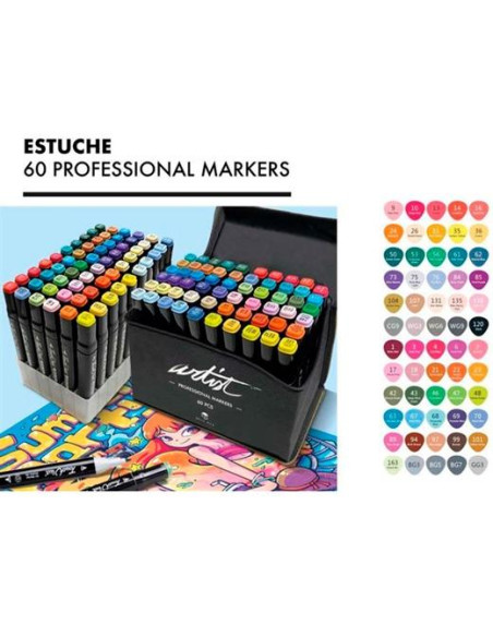 ▷ ESTUCHE 60 ROTULADORES ALEX BOG LUXURY CANVAS GAMA ARTIST DOBLE PUNTA | Taine - Imagen 1