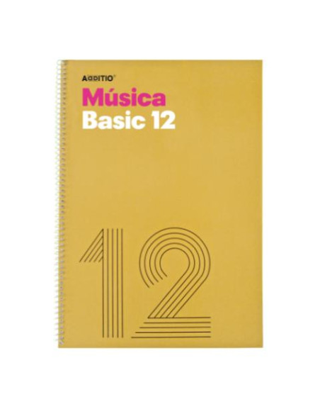 ▷ CUADERNO ADDITIO MUSICA 12 PENTAGRAMAS ESPIRAL 20HJ BASIC | Taine - Imagen 1
