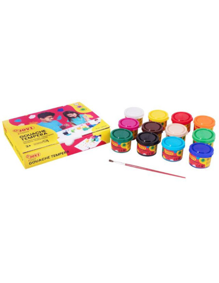 ▷ TEMPERA GOUACHE ESTUCHE 12 BOTES 35 ML COLORES SURTIDOS + PINCEL JOVI | Taine - Imagen 3
