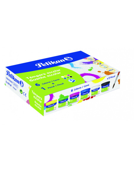 ▷ TEMPERA PELIKAN 40ML + PINCEL SET 6 COLORES SURTIDOS | Taine - Imagen 1