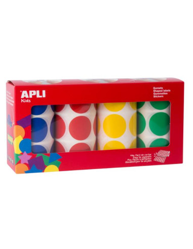 ▷ ROLLOS APLI GOMETS REDONDOS Ø 33 MM AMARILLO, AZUL, ROJO Y VERDE 4 UDS | Taine - Imagen 1