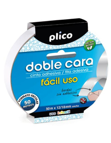 ▷ CINTA PLICO ADHESIVA DOBLE CARA FÁCIL USO 50M X 12/18MM | Taine - Imagen 1