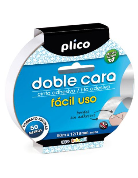 ▷ CINTA PLICO ADHESIVA DOBLE CARA FÁCIL USO 50M X 12/18MM | Taine - Imagen 1