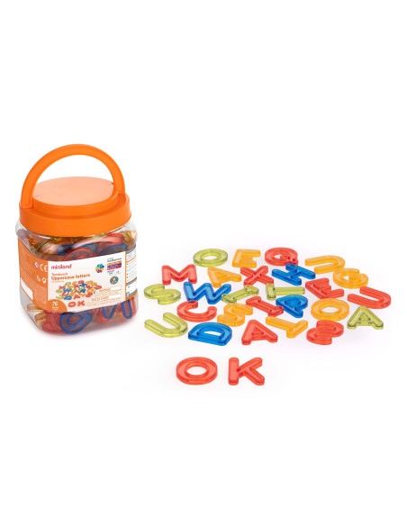 ▷ LETRAS MINILAND SET 76UDS TRANSLUCIDAS MAYUSCULAS 5 COLORES | Taine - Imagen 1