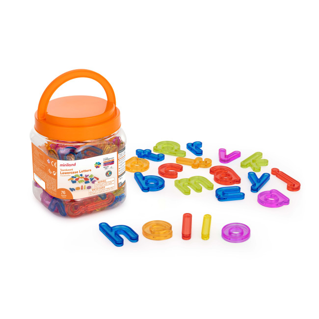 ▷ LETRAS MINILAND SET 76UDS TRANSLUCIDAS MINUSCULAS 5 COLOR | Taine - Imagen 2