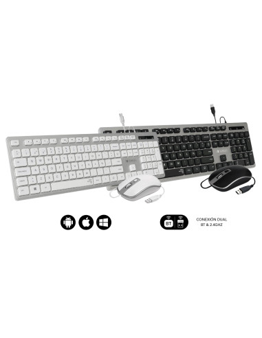 ▷ TECLADO+RATON SUBBLIM MULTIDISPOSITIVO COMPACTO PLATEADO/BLANCO | Taine - Imagen 2