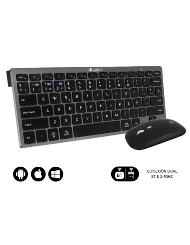 ▷ TECLADO+RATON SUBBLIM MULTIDISPOSITIVO COMPACTO GRIS/NEGRO | Taine - Imagen 1