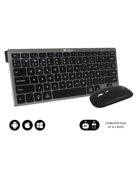 ▷ TECLADO+RATON SUBBLIM MULTIDISPOSITIVO COMPACTO GRIS/NEGRO | Taine - Imagen 1