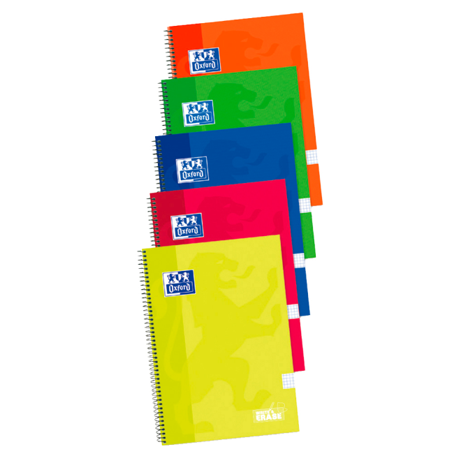 ▷ PACK 4+1 CUADERNO OXFORD FOLIO 80H 90GR 4MM T/E VIVOS | Taine - Imagen 1