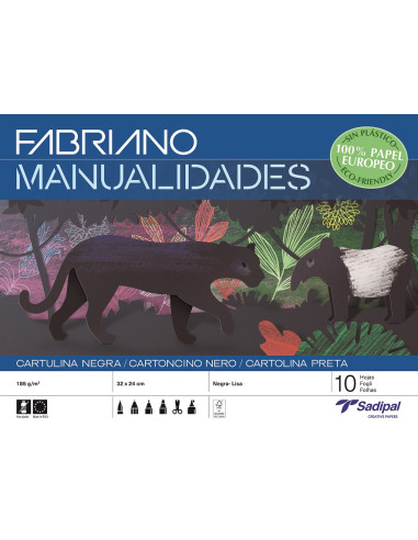▷ CUADERNO FABRIANO MANUALIDADES CARTULINA NEGRA +BLOC+10HJ | Taine - Imagen 1