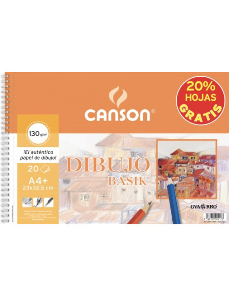 ▷ BLOC DIBUJO BASIK CANSON ESPIRAL A4 130G 20H MICR LISO | Taine - Imagen 1