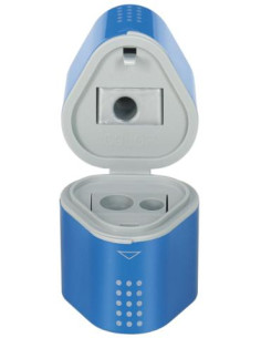 ▷ SACAPUNTAS FABER CASTELL DEPOSITO TRIO GRIP 3 USOS ROJO Y AZUL ( | Taine - Imagen 1