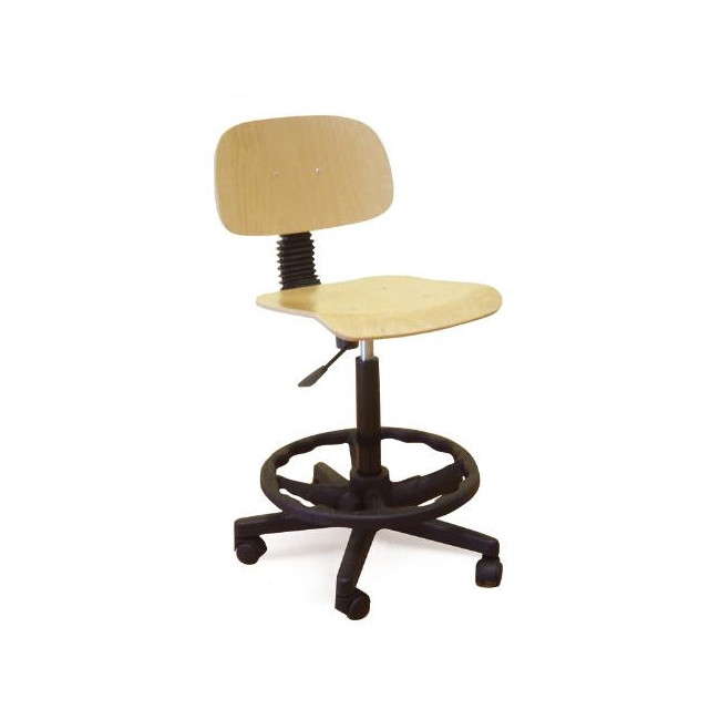 ▷ TABURETE TAGAR LABORATORIO MOD.291 REGULABLE ALTURA C/RESPALDO MADERA DE HAYA | Taine - Imagen 1