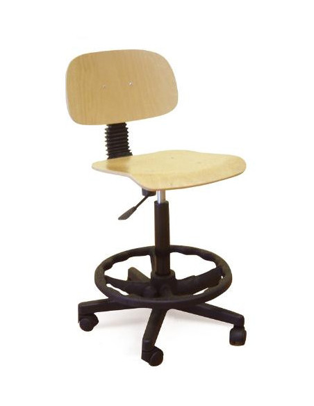 ▷ TABURETE TAGAR LABORATORIO MOD.291 REGULABLE ALTURA C/RESPALDO MADERA DE HAYA | Taine - Imagen 1